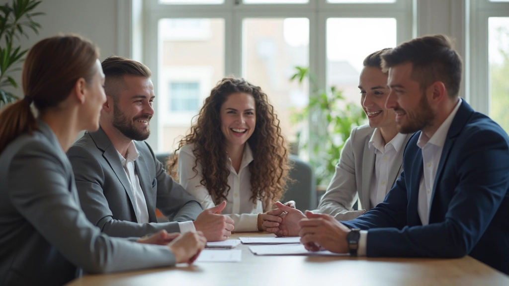 Professionele foto van diverse groep mensen die samen in modern kantoor omgeving converseren en samenwerken