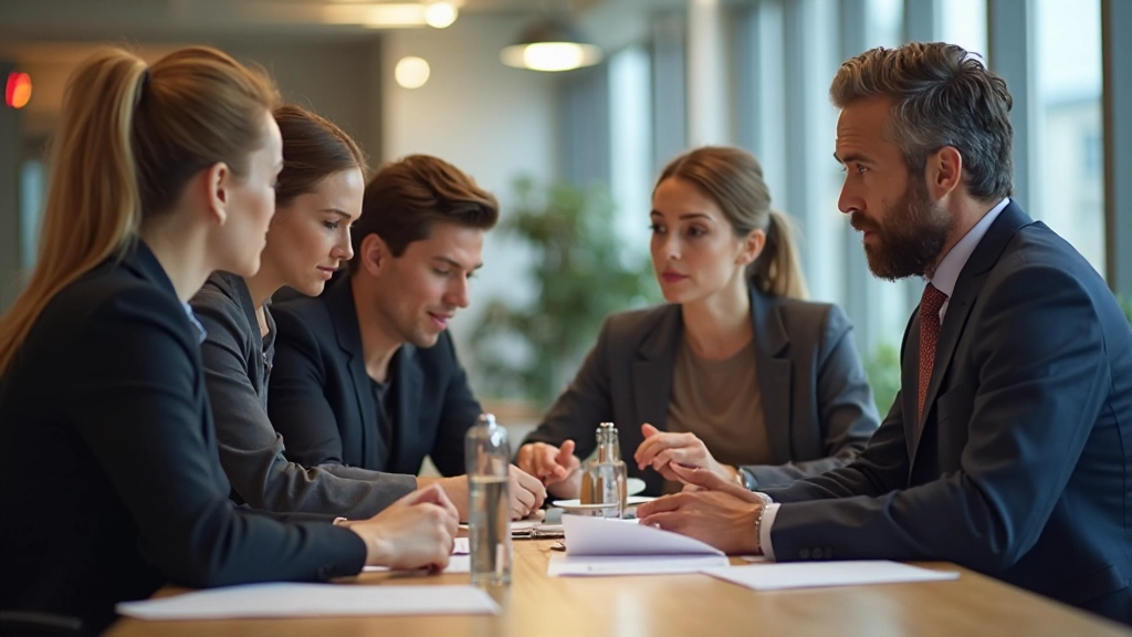 Diverse groep professionals in gesprek, verschillende culturen vertegenwoordigend