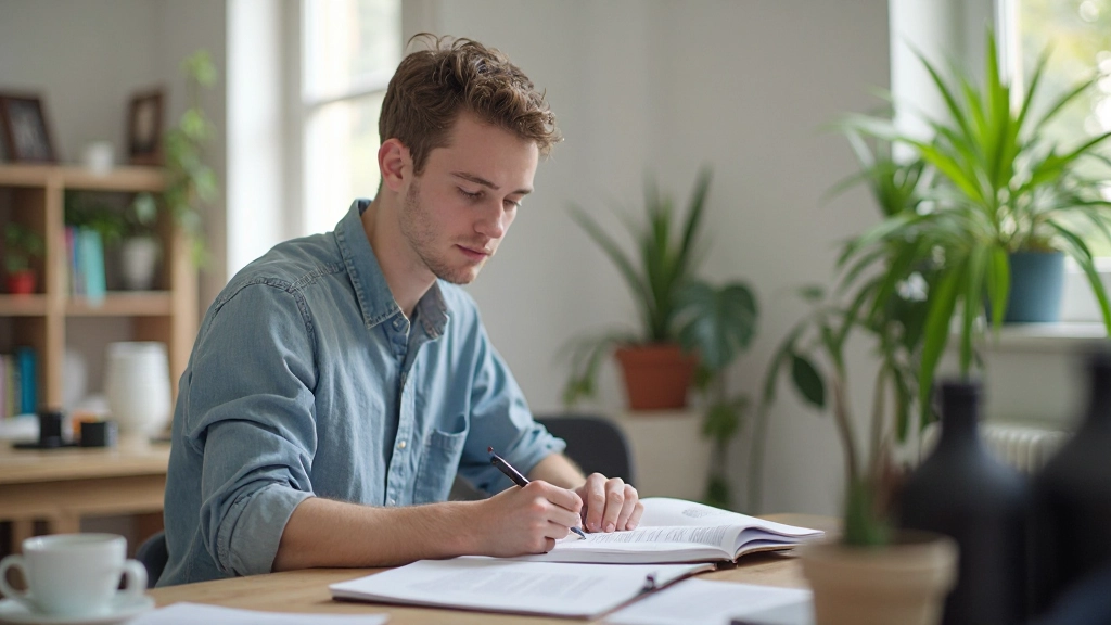 Student leert Nederlands, studieboeken en notities op tafel